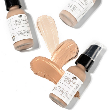 bottles of natural tinted moisturizer with swatches